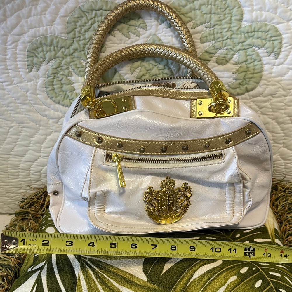 Elegant LYDC LONDON White and Gold Women's Handbag